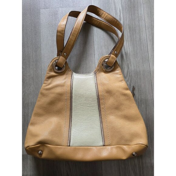 Tignanello Two-Tone Pebble Leather Tote Bag With Dual Shoulder Straps - Picture 2 of 13